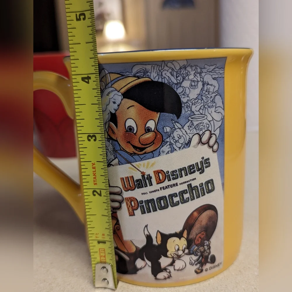 Disney Store Pinocchio yellow movie poster coffee tea mug